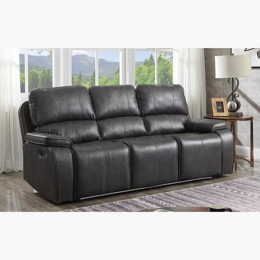 Glorian 3-Seater Leather-Look Fabric Sofa with 2 Manual Recliners