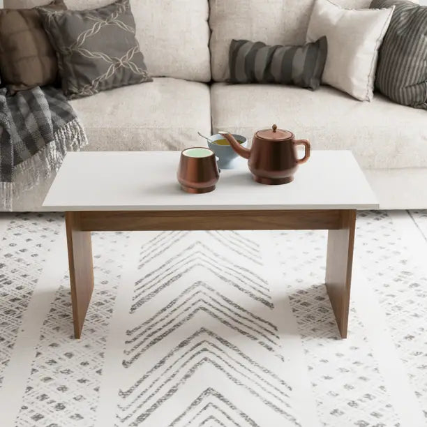 ECO Engineered Wood Coffee Table  (Finish Color - Teak With Frosty White, DIY(Do-It-Yourself))