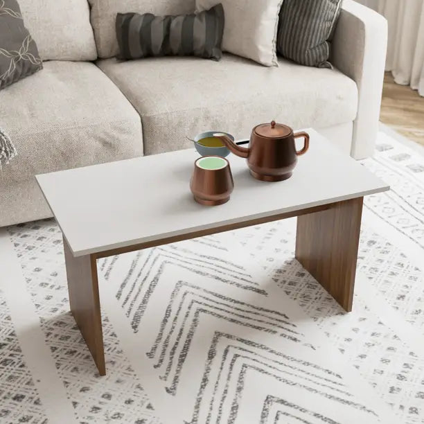 ECO Engineered Wood Coffee Table  (Finish Color - Teak With Frosty White, DIY(Do-It-Yourself))