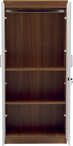 Twin Space with Coat Hanger Engineered Wood 2 Door Wardrobe  (Finish Color - Teak, Knock Down)